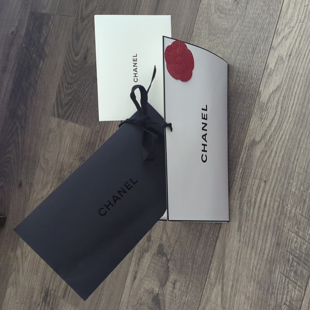 Chanel Gift Bag w/Confetti Rose Petal Design Tie Closure & Card/Sleeve